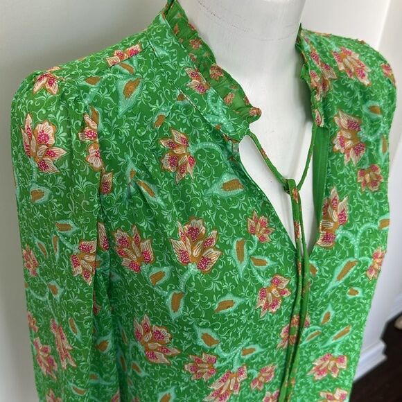 Joie Green Floral Blouse M - Picture 2 of 7